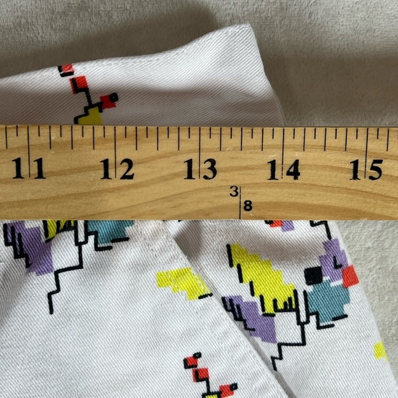 Obey Women’s Size 27 White Carpenter Cotton Pants with 8-Bit Floral Print Bug - Picture 11 of 13